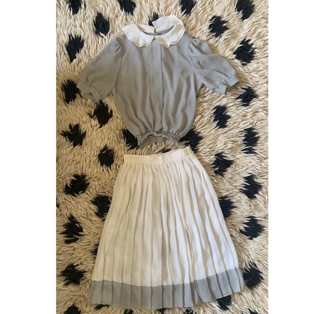 VINTAGE JONATHAN MARTIN PLEATED SKIRT + PETER PAN BLOUSE COORD SET
